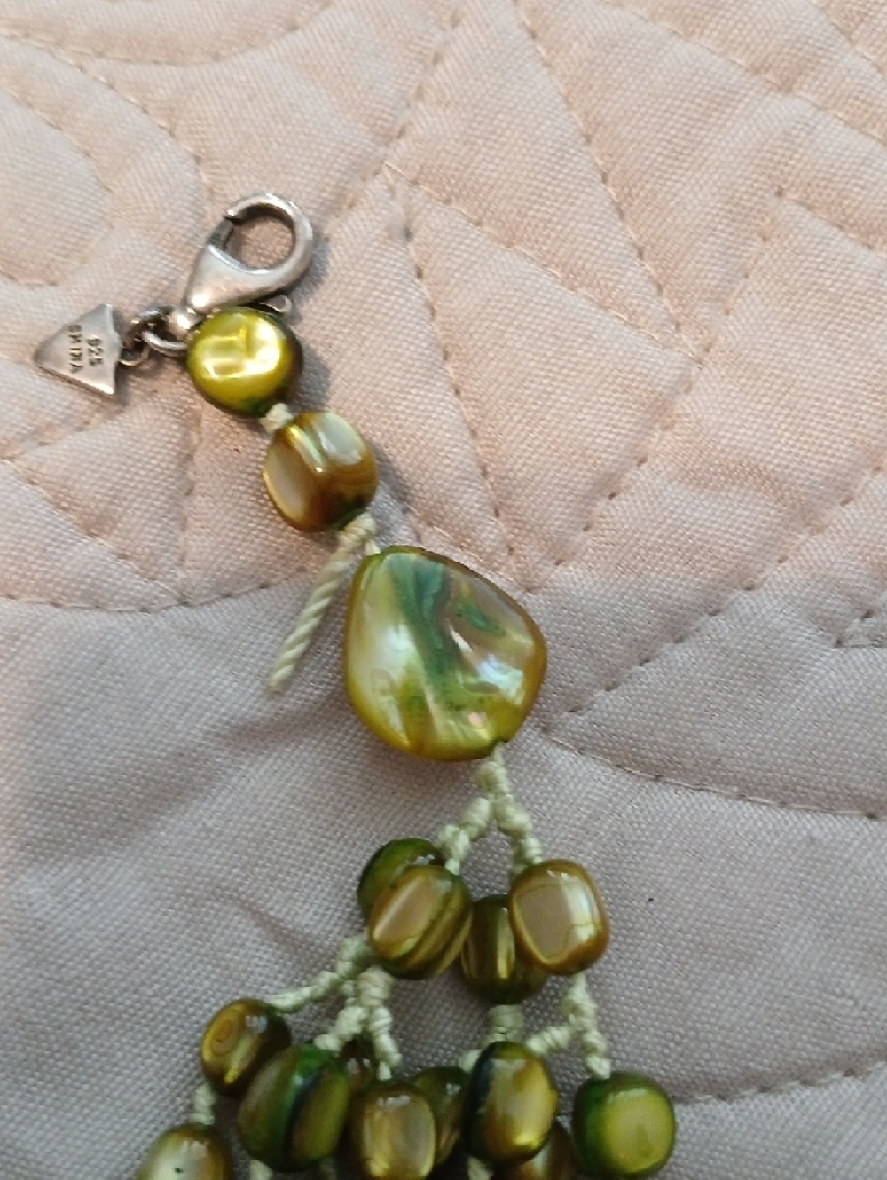 Silpada Retired Multi-Strand Olive and Moss Green Mother Of Pearl Bead Necklace - Picture 6 of 9